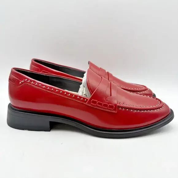Franco Sarto Womens Eden Studded Loafers US 6.5 M EU 36.5 Red Slip On NIB - Picture 3 of 12